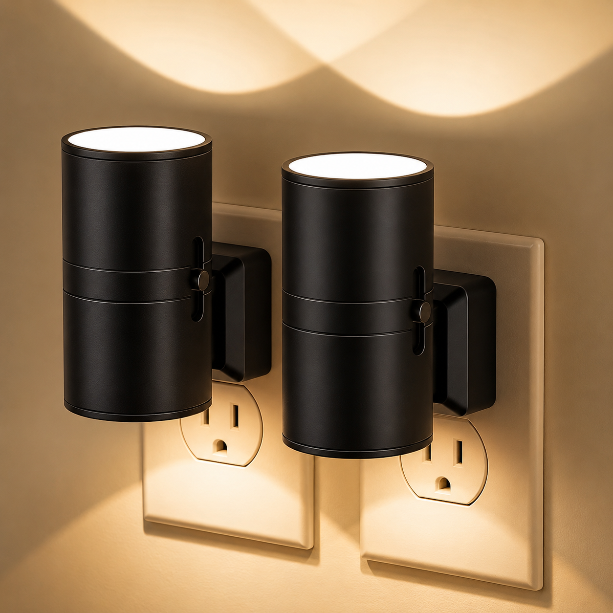 Cylindrical plug-in wall night lights, dimmable LED night light.