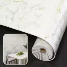 Self-adhesive wallpaper with thick foam marble imitation.